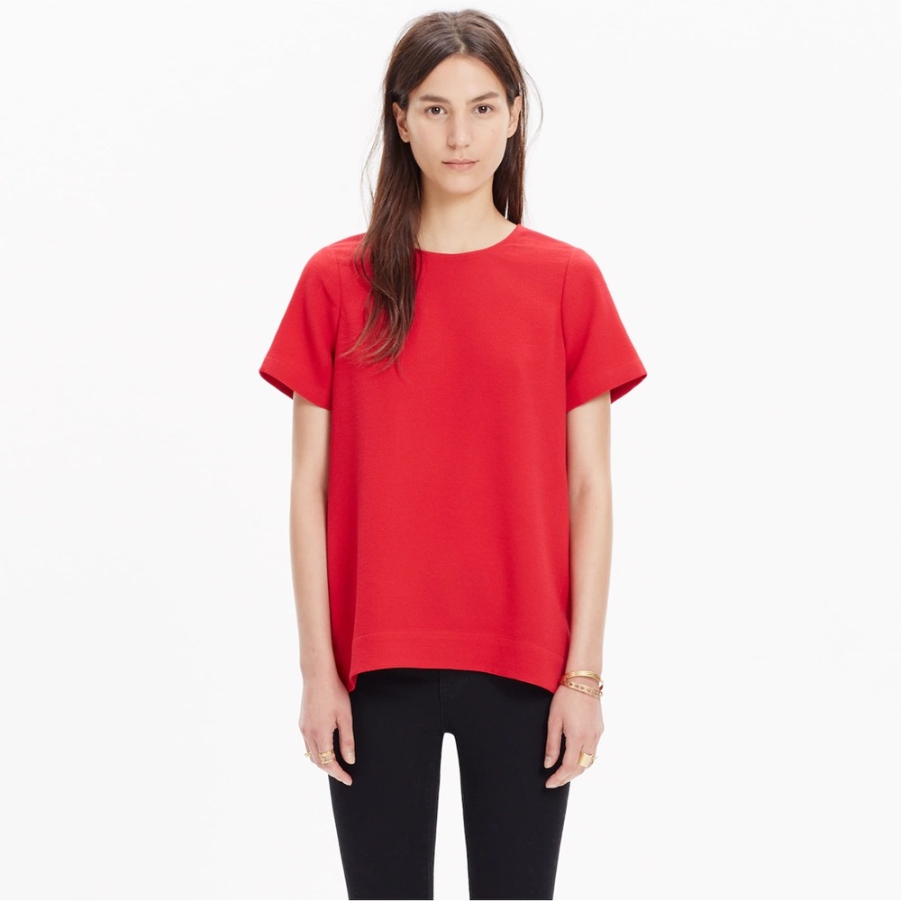 Madewell Red Short Sleeve Blouse